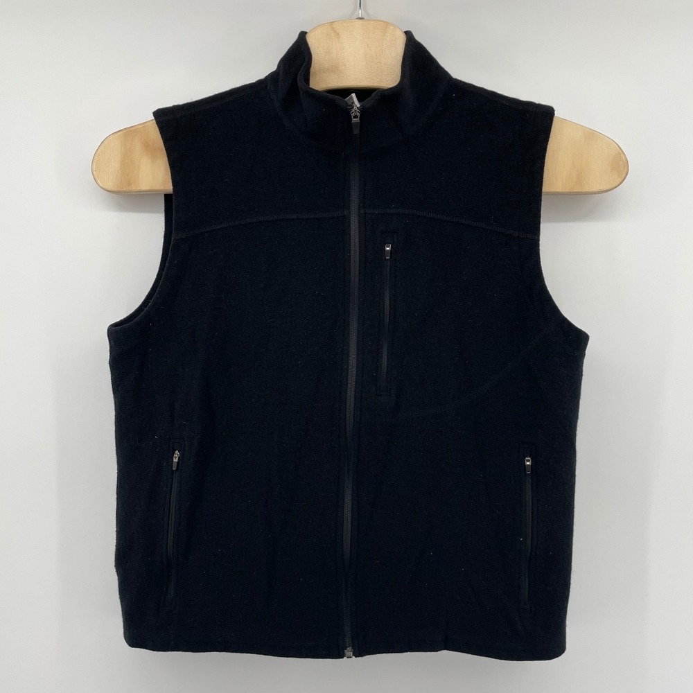Ibex Men's XL Black Merino Wool Blend Full Zip Vest Made in USA Hiking Outdoor